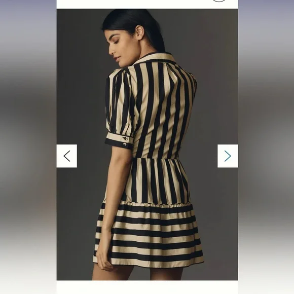 FARM Rio Black and Cream Striped Mini Dress with Front Tie - Picture 9 of 11